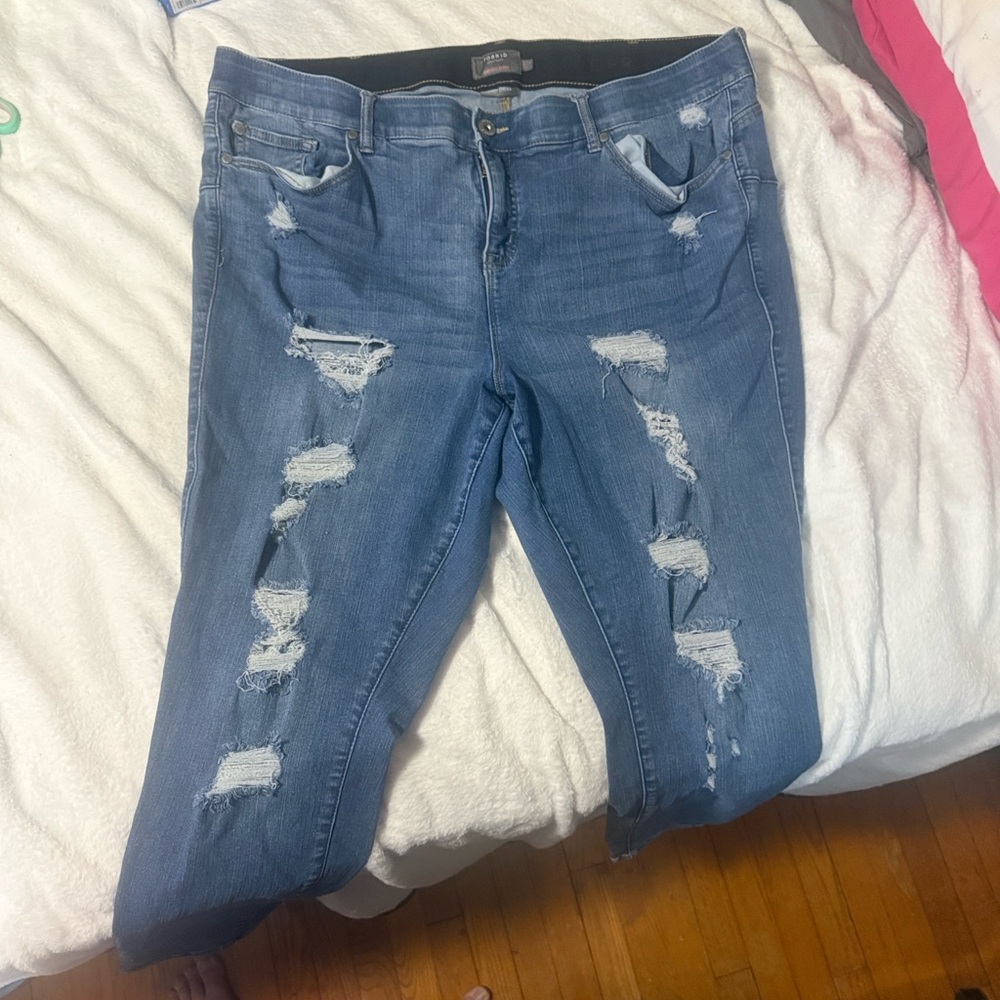 Torrid Light Blue Ripped Skinny Jeans